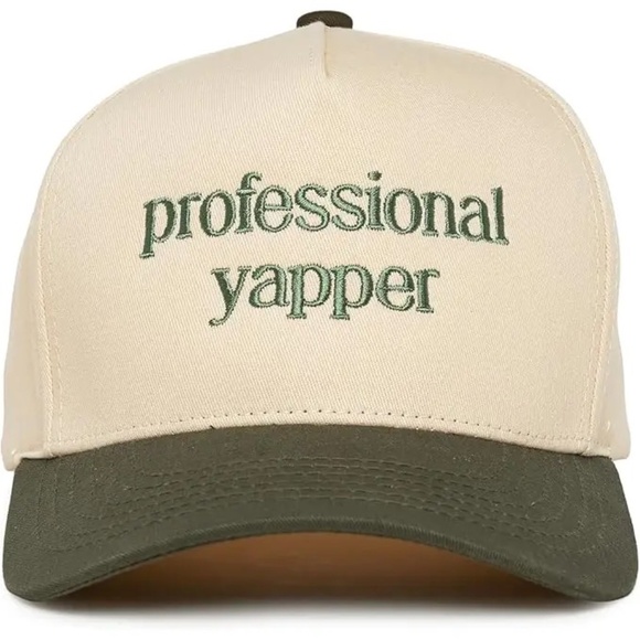 Snap Back Canvas Trucker Hat Professional Yapper Embroidered Green - Picture 1 of 3